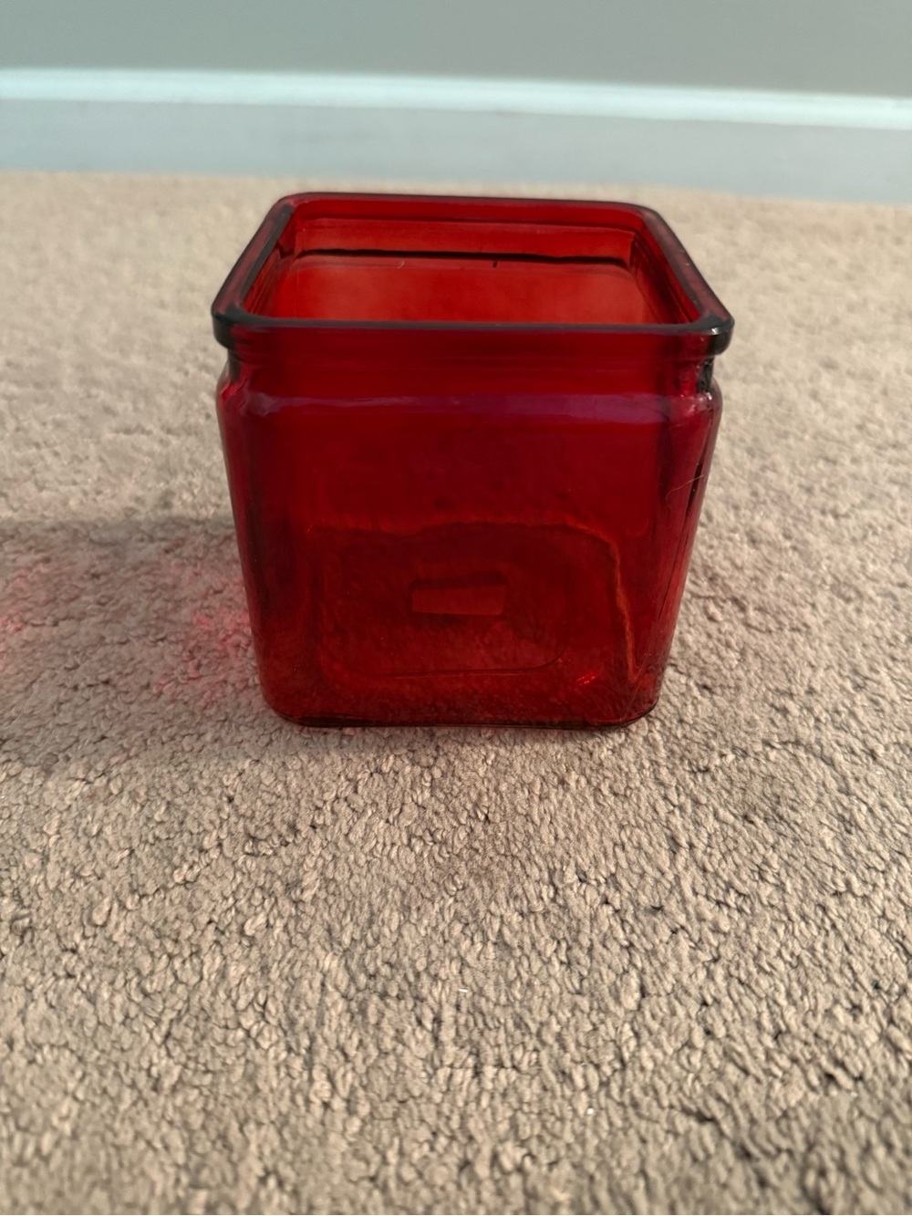 Red Square Glass Vase / Planter